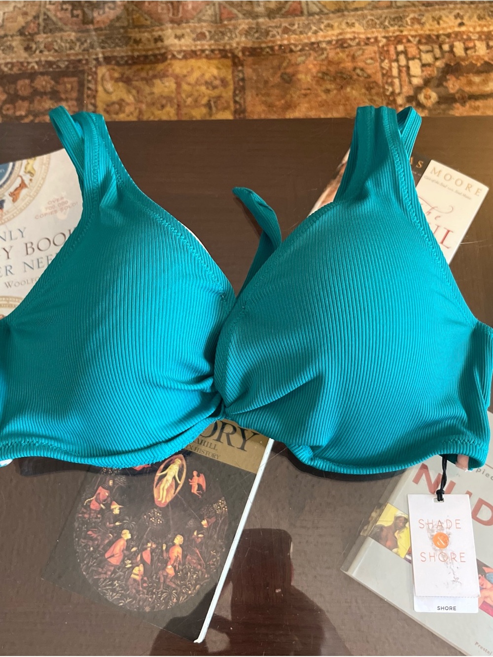 Shade & Shore Teal Ribbed Bikini Top - Vibrant Teal